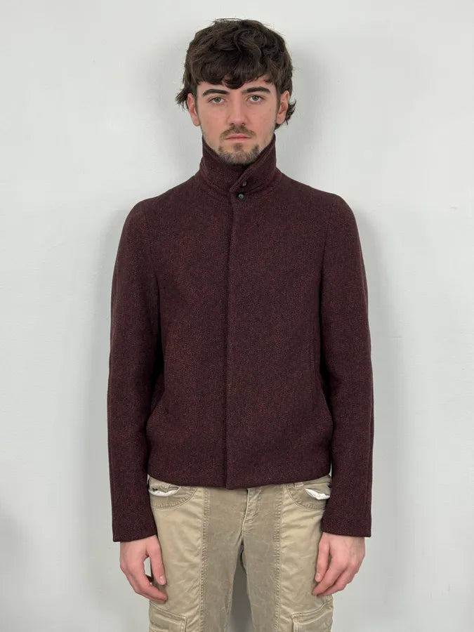 AW2010 Jil Sander Dark Red Tweed Wool Jacket by Raf Simons HFYFYcD 1