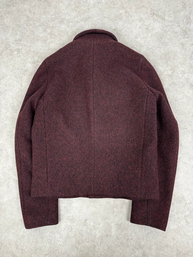 AW2010 Jil Sander Dark Red Tweed Wool Jacket by Raf Simons HFYFYcD 3