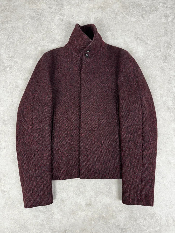 AW2010 Jil Sander Dark Red Tweed Wool Jacket by Raf Simons HFYFYcD 0
