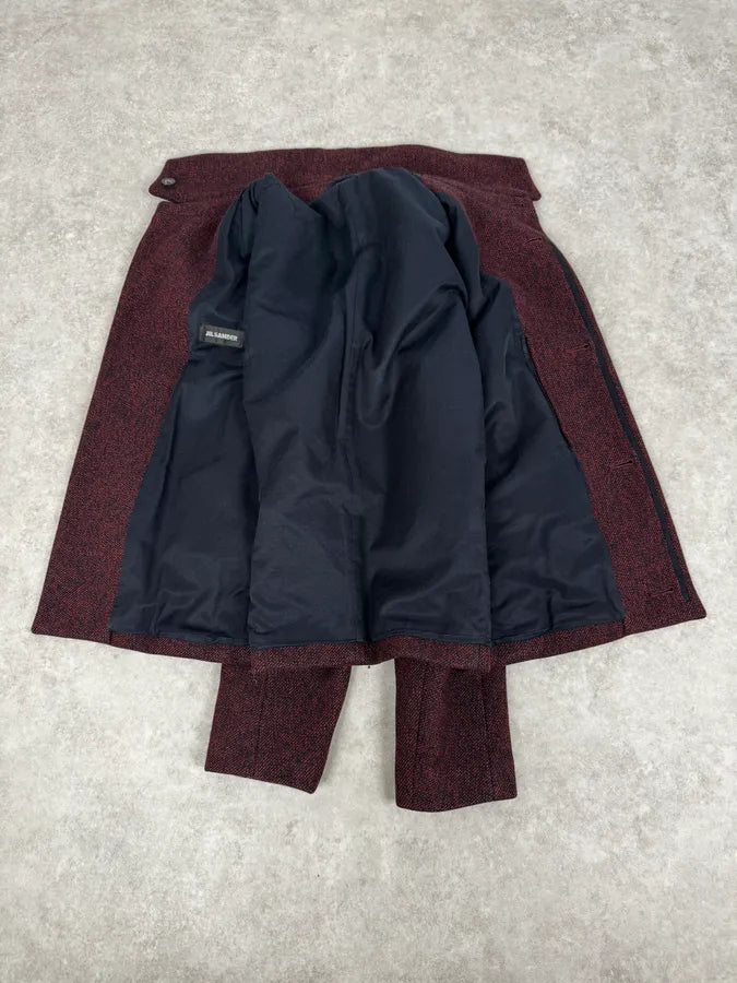 AW2010 Jil Sander Dark Red Tweed Wool Jacket by Raf Simons HFYFYcD 7