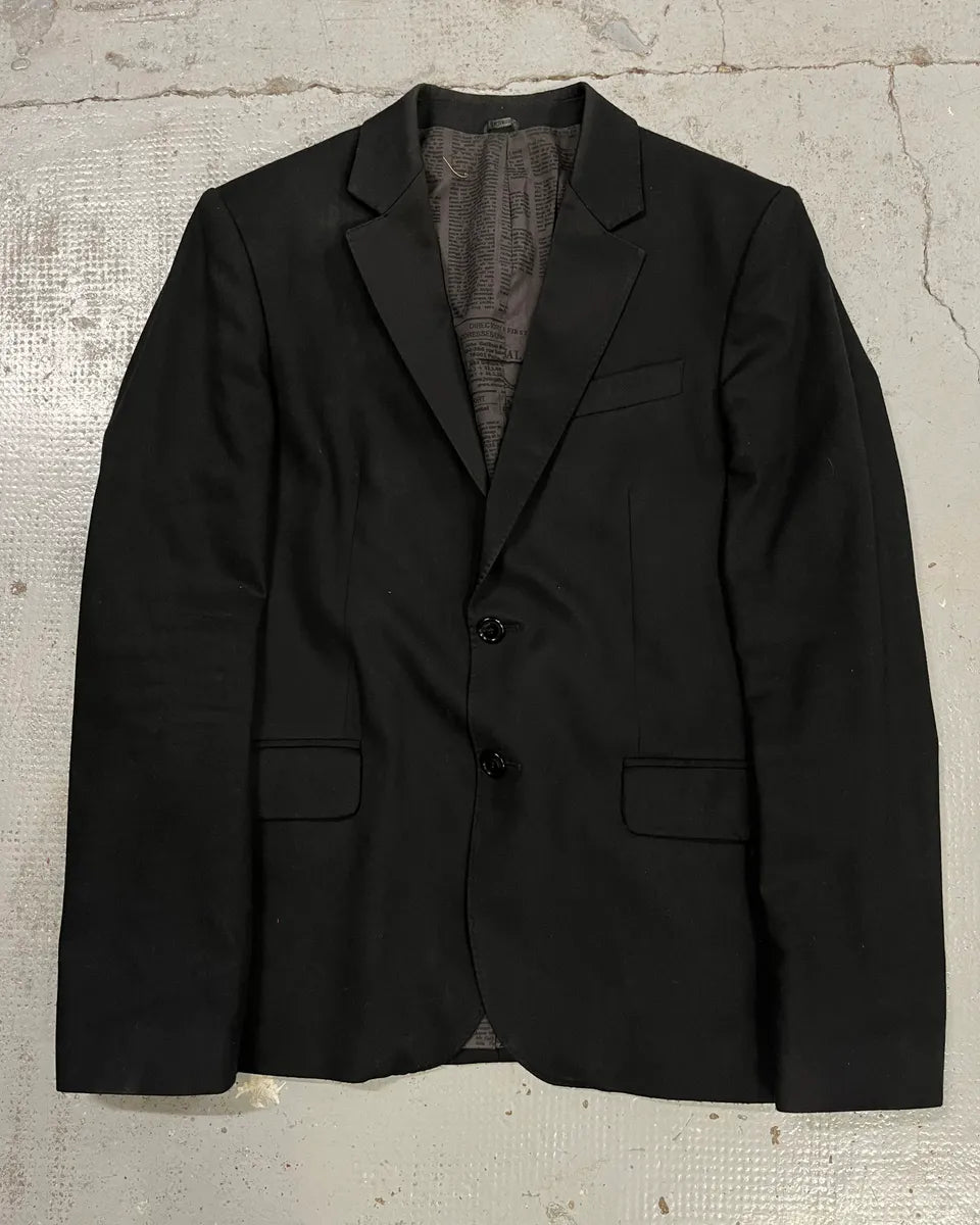 AW2010 John Galliano Black Gazette Lining Blazer Jacket dAskFTN 2