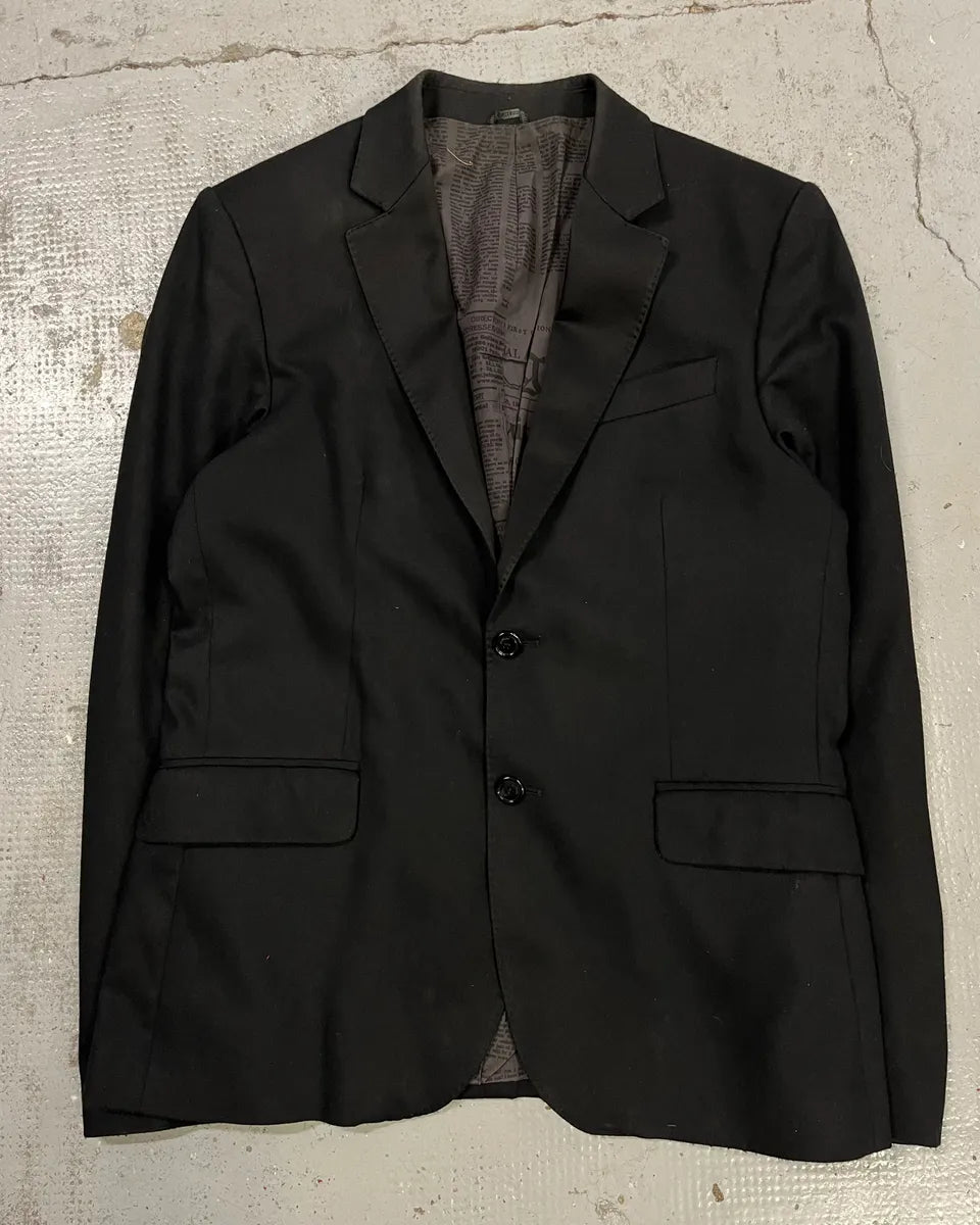 AW2010 John Galliano Black Gazette Lining Blazer Jacket dAskFTN 4