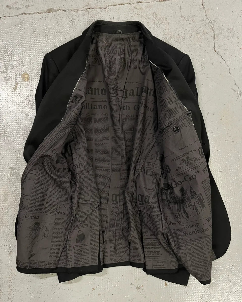 AW2010 John Galliano Black Gazette Lining Blazer Jacket dAskFTN 7