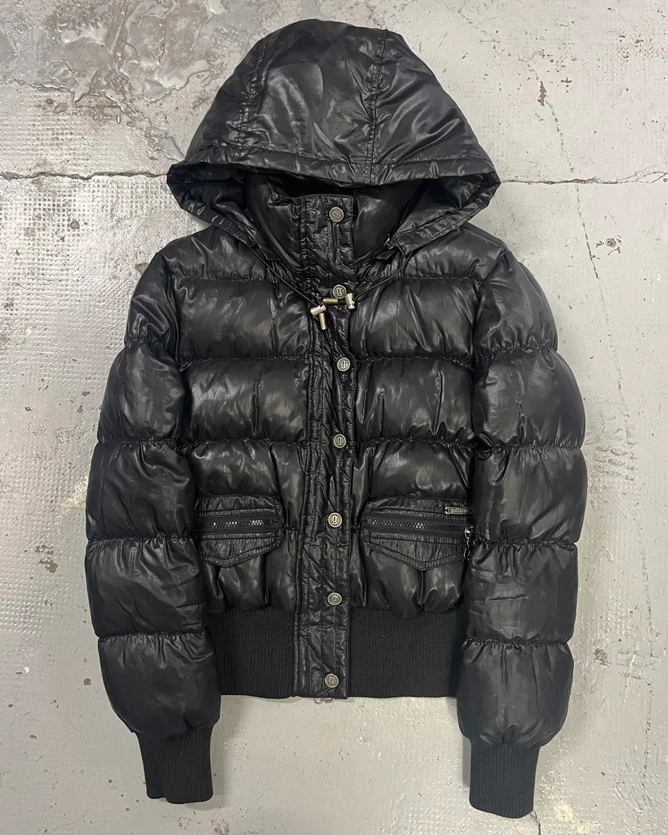 AW2010 John Galliano Black Puffer Hooded Jacket KOAOzuw 0
