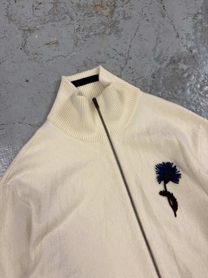 AW2010 Maison Margiela White Flower Zip-up Sweater CJfwhdM 1
