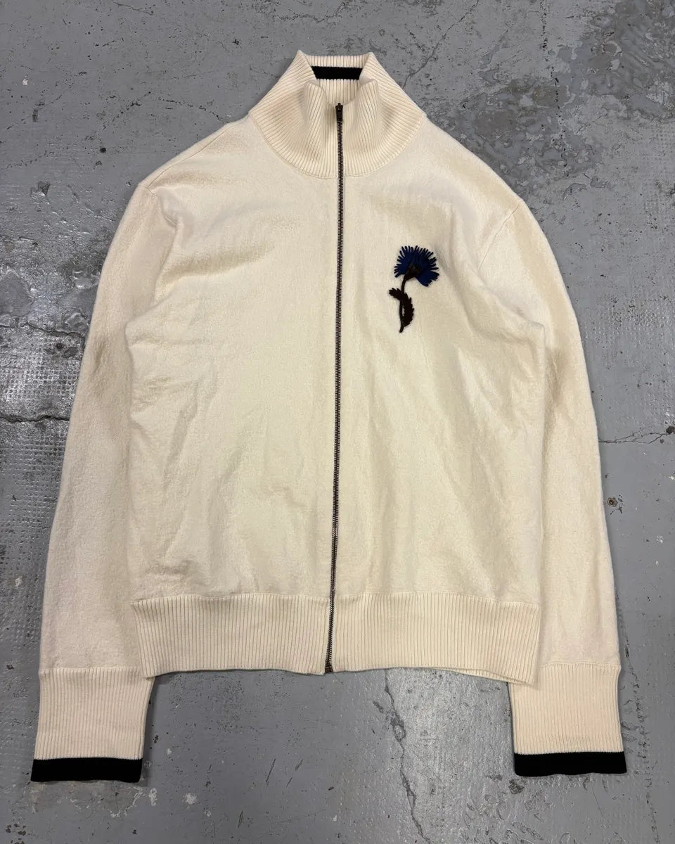 AW2010 Maison Margiela White Flower Zip-up Sweater CJfwhdM 0