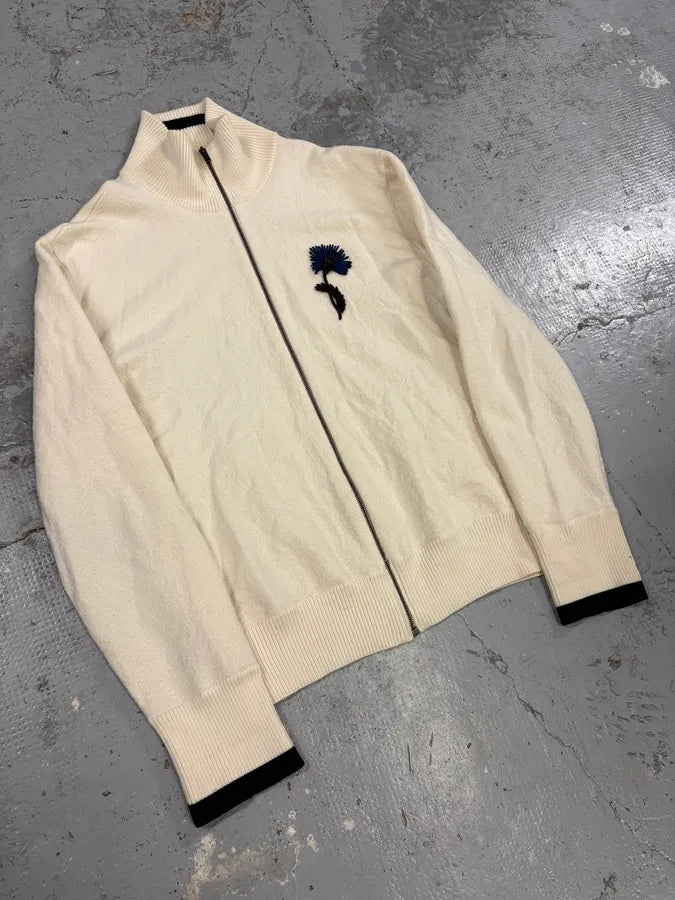 AW2010 Maison Margiela White Flower Zip-up Sweater CJfwhdM 2