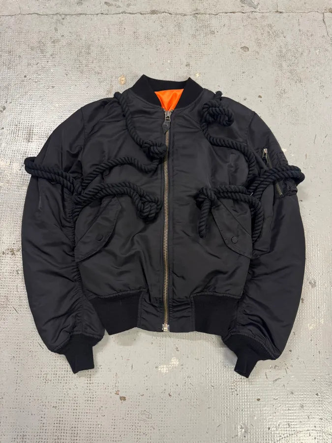 AW2010 Phenomenon Rope Knot Black Nylon Bomber Jacket KHbvSUD 0