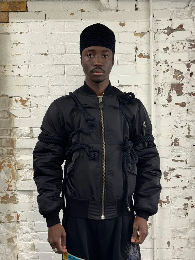AW2010 Phenomenon Rope Knot Black Nylon Bomber Jacket KHbvSUD 1