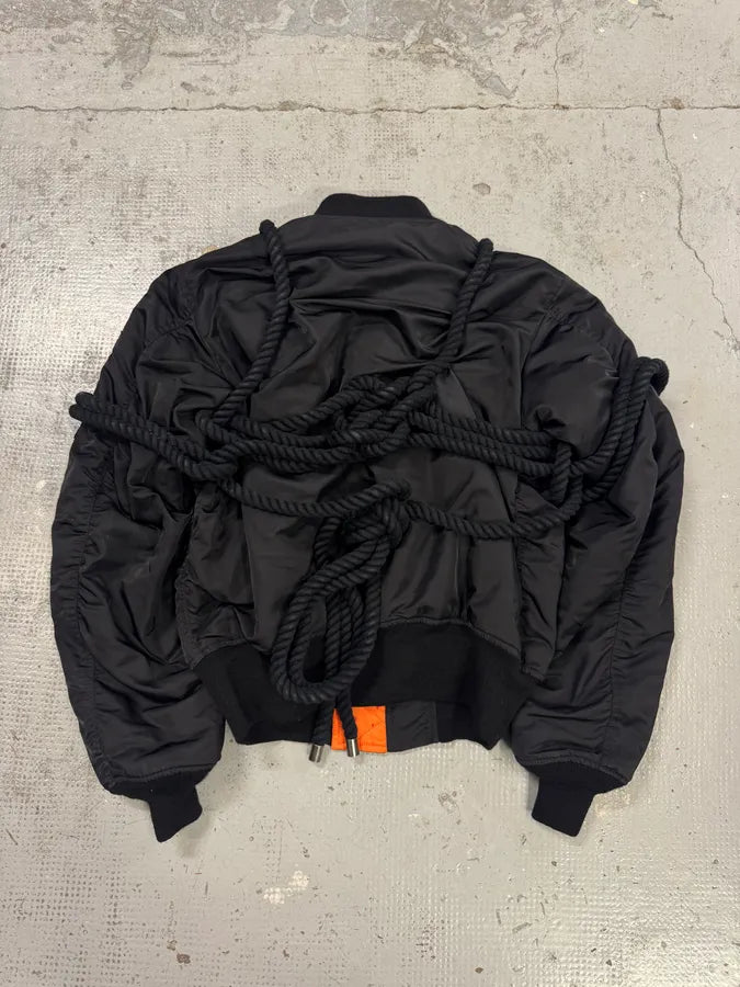 AW2010 Phenomenon Rope Knot Black Nylon Bomber Jacket KHbvSUD 2