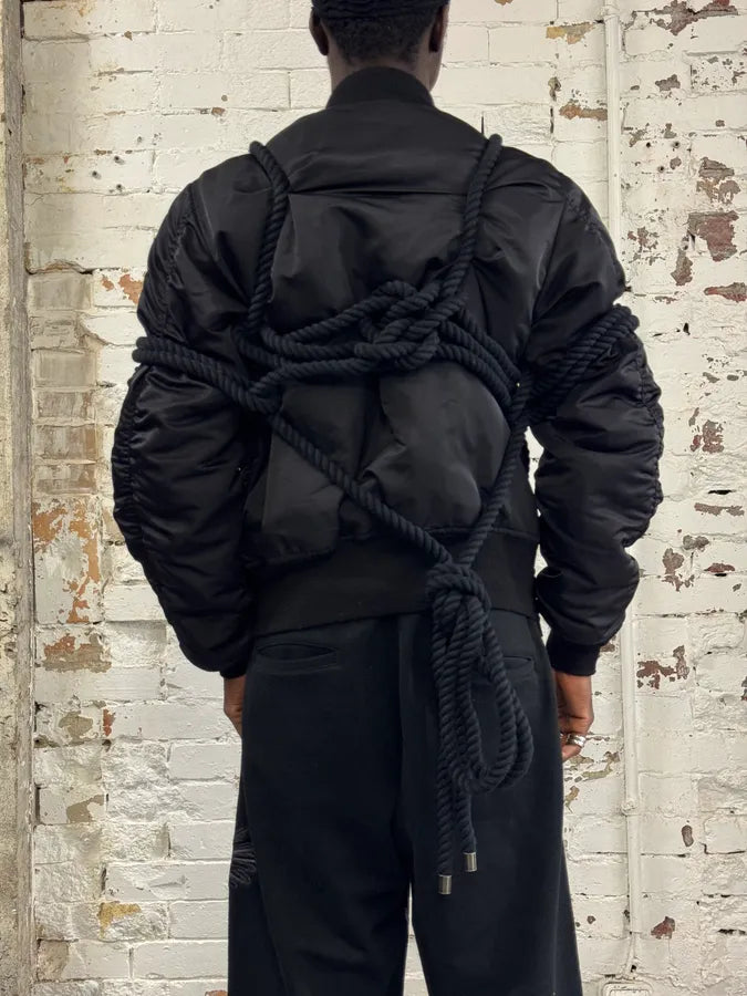 AW2010 Phenomenon Rope Knot Black Nylon Bomber Jacket KHbvSUD 3