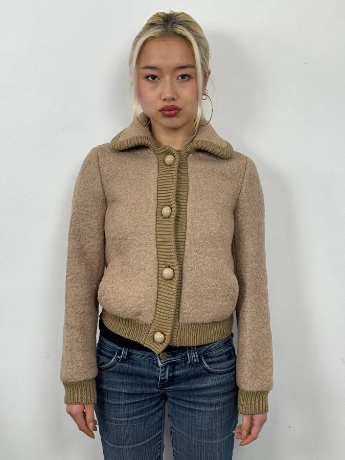 AW2010 Prada Beige Wool Cardigan Jacket zVQdDBV 1