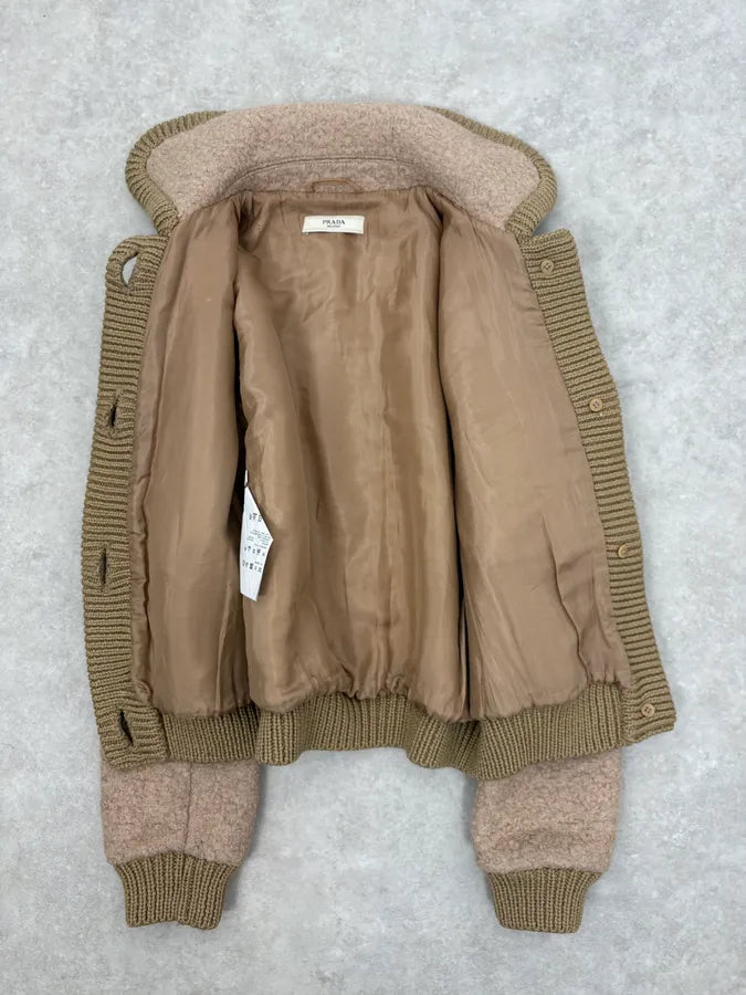 AW2010 Prada Beige Wool Cardigan Jacket zVQdDBV 6