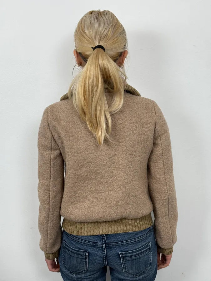 AW2010 Prada Beige Wool Cardigan Jacket zVQdDBV 2