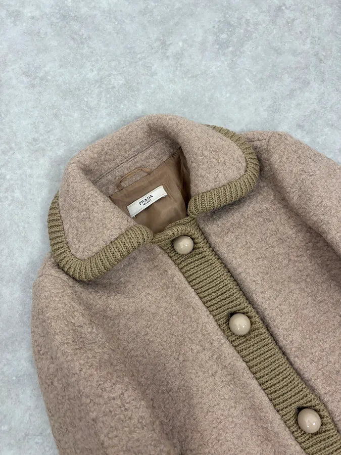 AW2010 Prada Beige Wool Cardigan Jacket zVQdDBV 4