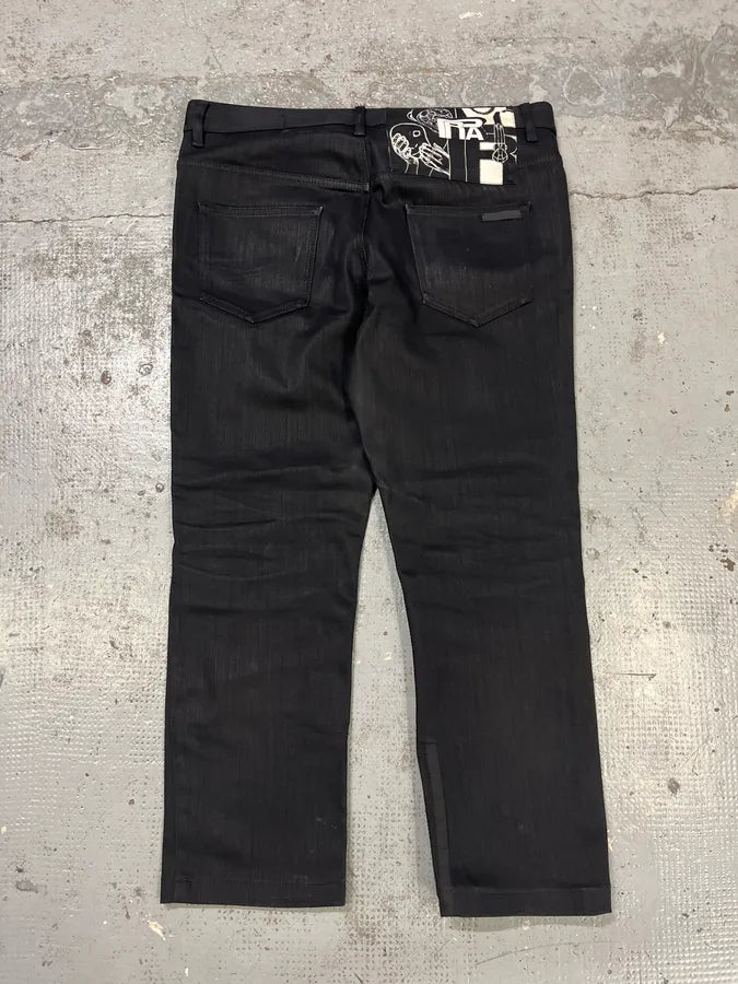 AW2010 Prada Black Comics Slim Denim Jeans GQtBEot 0