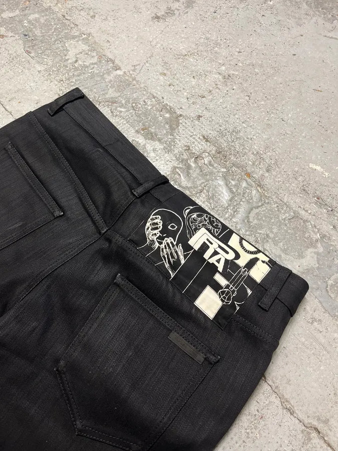 AW2010 Prada Black Comics Slim Denim Jeans GQtBEot 8