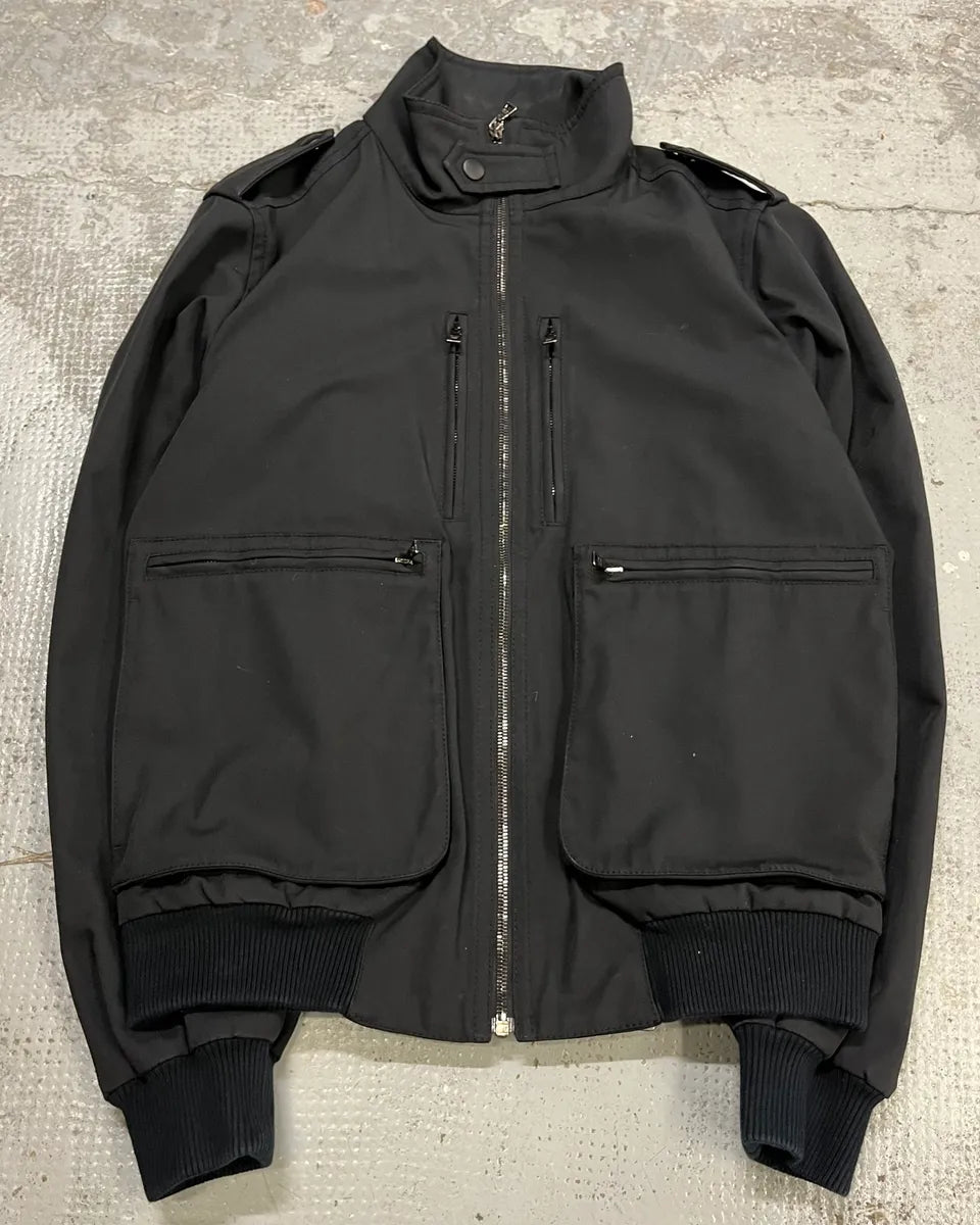 AW2010 Prada Black Multi-Pocket Light Bomber Jacket uwfakct 2