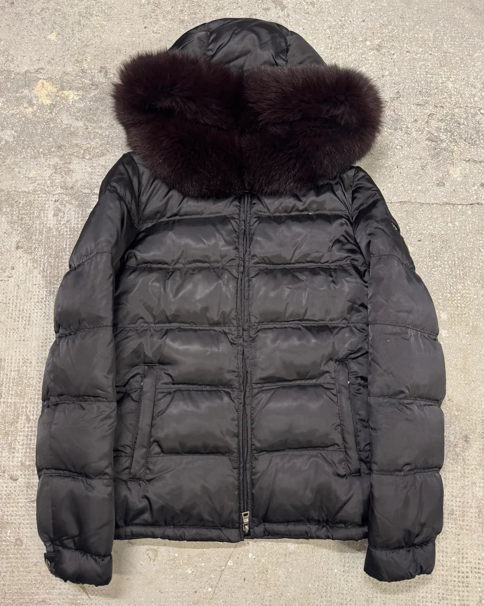 AW2010 Prada Black Puffer Fur Hood Jacket (XS) 0