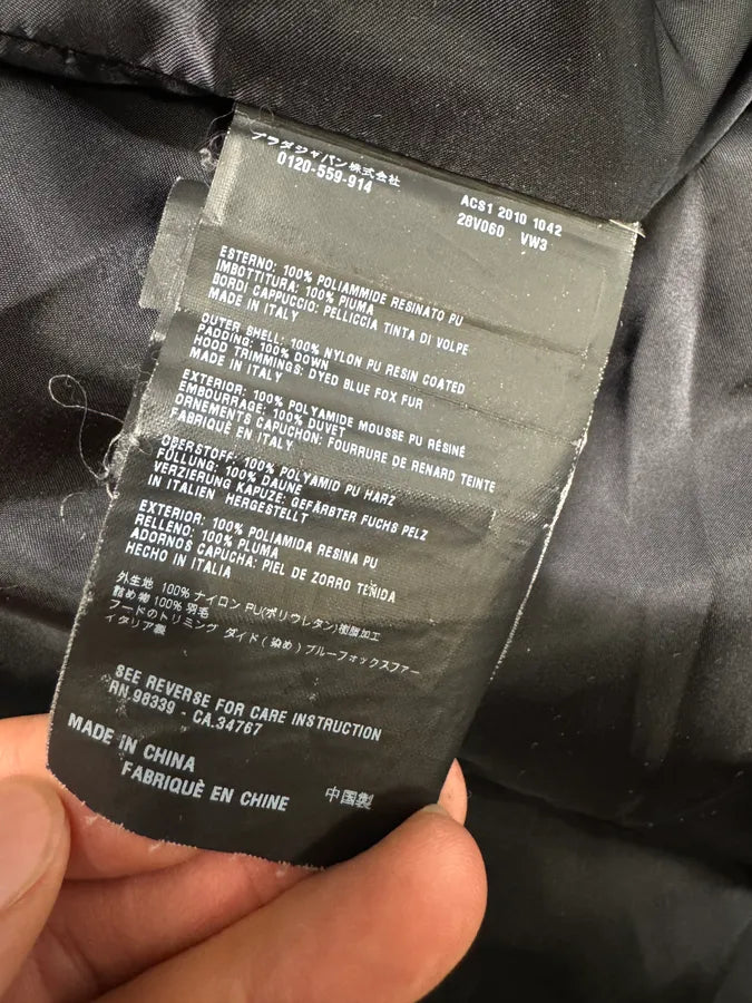AW2010 Prada Black Puffer Fur Hood Jacket (XS) 7