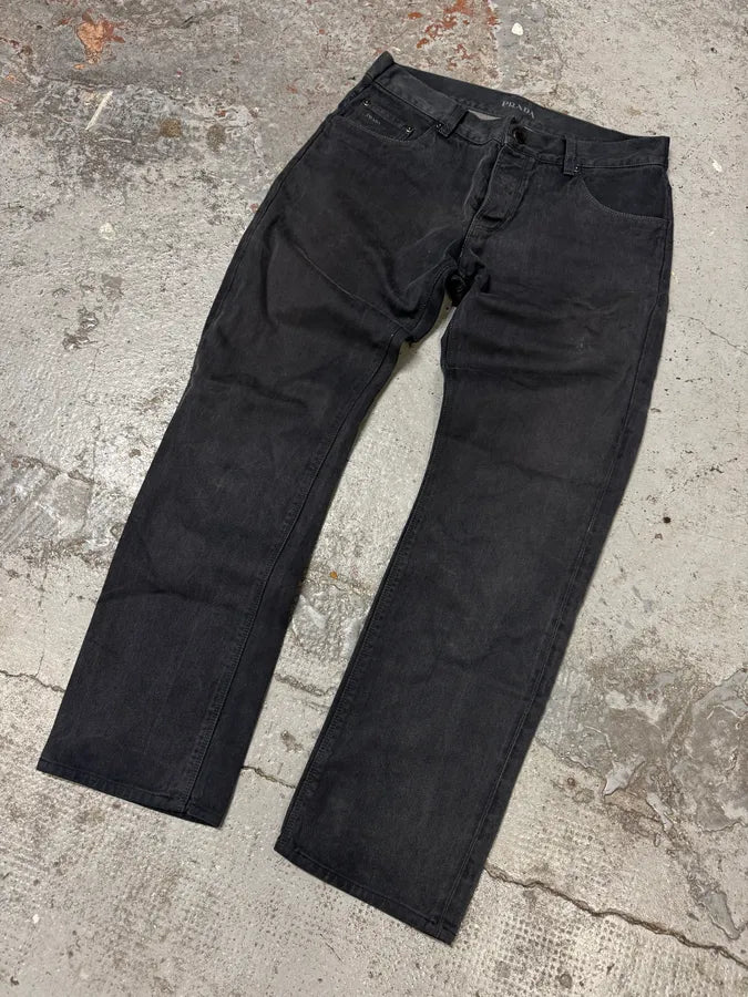AW2010 Prada Black Washed Tapered Fit Jeans OKjbyfF 1