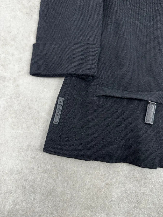 AW2010 Prada Black Wool Cozy Zip-up Sweater gBGTcgE 7