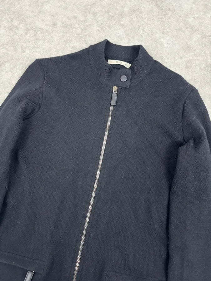 AW2010 Prada Black Wool Cozy Zip-up Sweater gBGTcgE 4