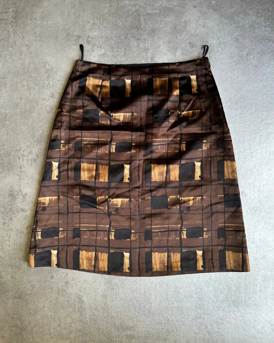 AW2010 Prada Brown Silk Skirt LhhFwLJ 0