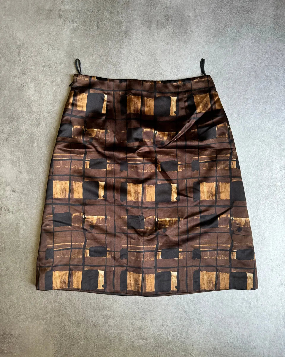 AW2010 Prada Brown Silk Skirt LhhFwLJ 2