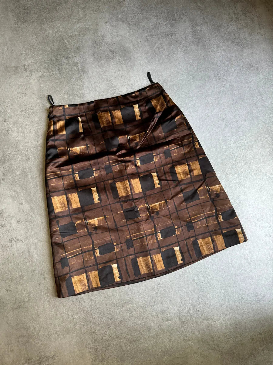 AW2010 Prada Brown Silk Skirt LhhFwLJ 3