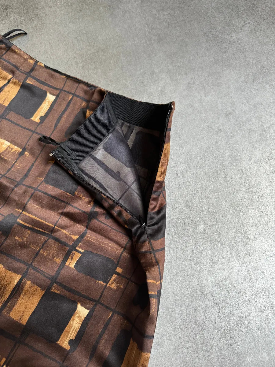 AW2010 Prada Brown Silk Skirt LhhFwLJ 4