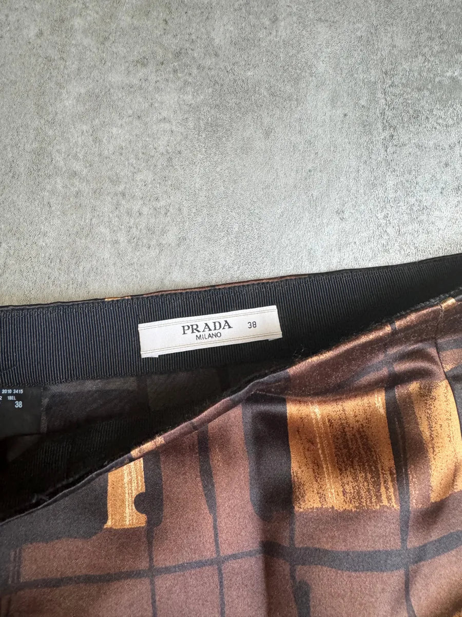 AW2010 Prada Brown Silk Skirt LhhFwLJ 6