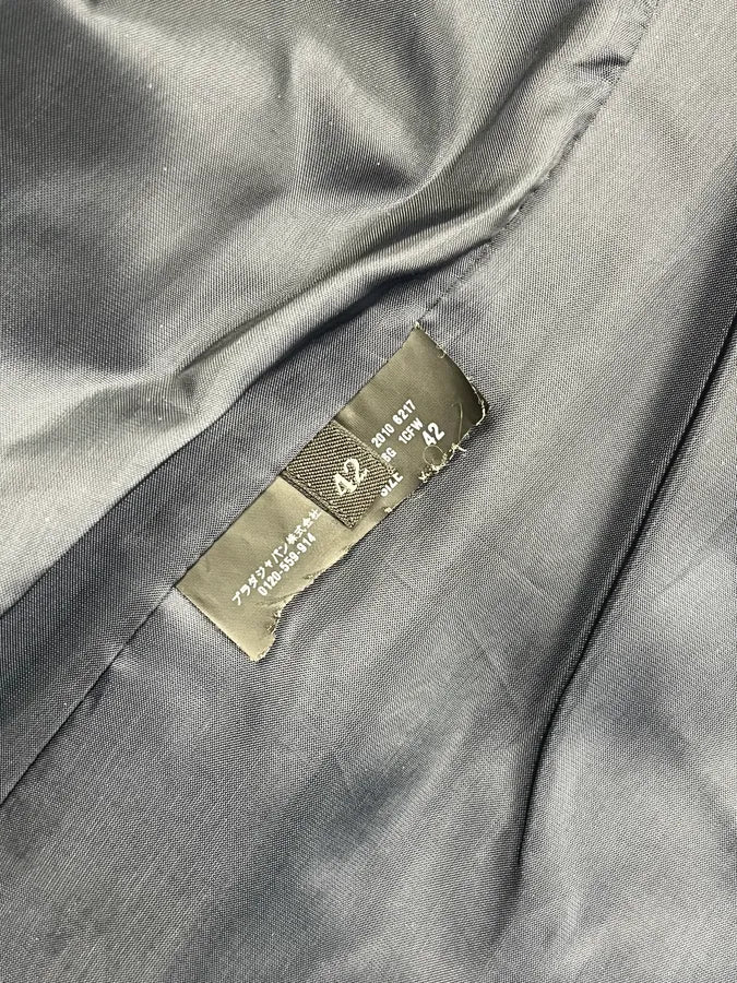 SS2011 Prada Navy Turquoise Striped Reflecting Long Jacket  IxdEjgj 12