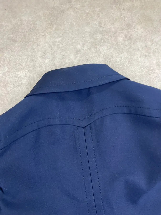 SS2011 Prada Navy Turquoise Striped Reflecting Long Jacket  IxdEjgj 7