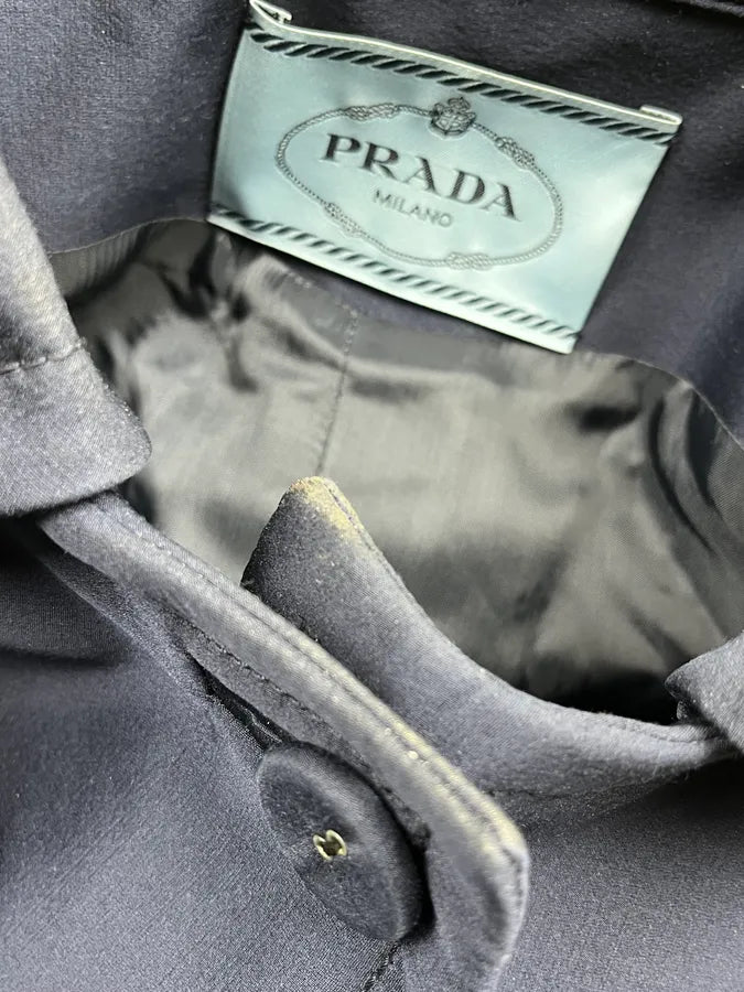 SS2011 Prada Navy Turquoise Striped Reflecting Long Jacket  IxdEjgj 11