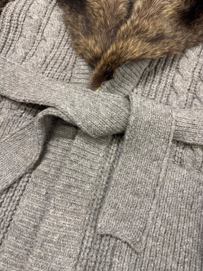 AW2010 Prada Raccoon Fur Grey Wool Jacket (XS) 1