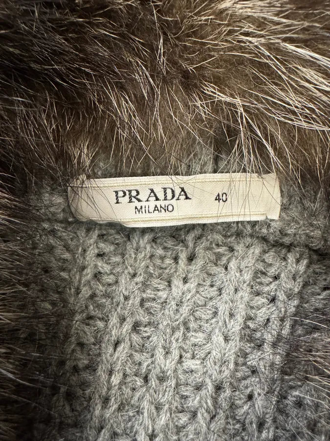 AW2010 Prada Raccoon Fur Grey Wool Jacket (XS) 10