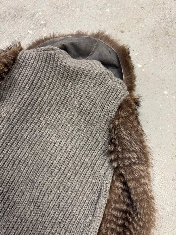 AW2010 Prada Raccoon Fur Grey Wool Jacket (XS) 5