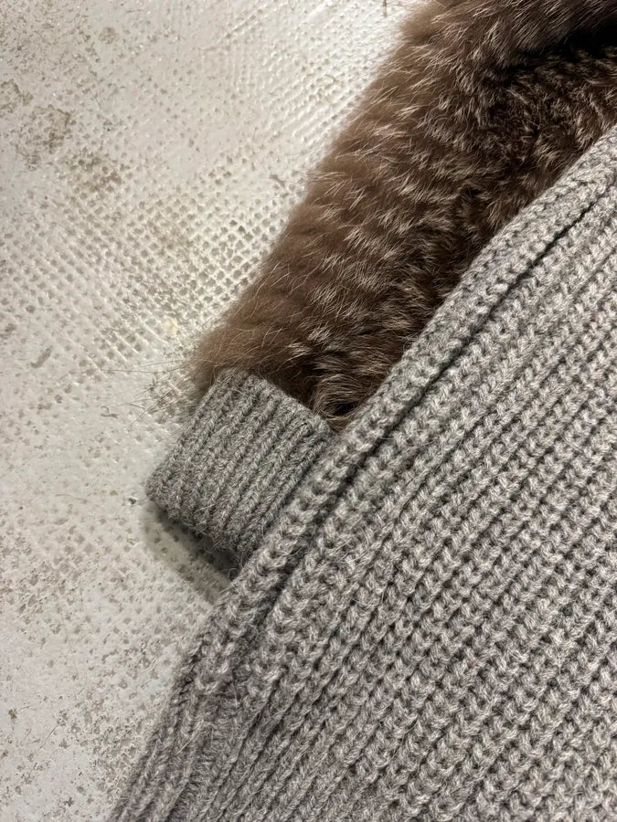 AW2010 Prada Raccoon Fur Grey Wool Jacket (XS) 7