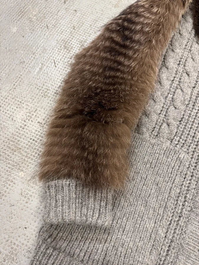 AW2010 Prada Raccoon Fur Grey Wool Jacket (XS) 8