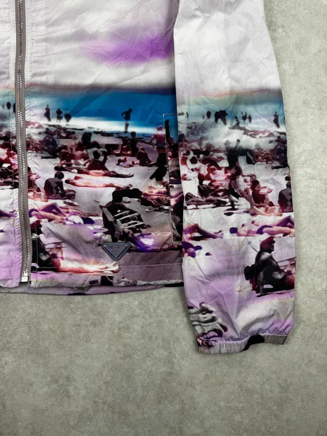SS2010 Prada Beach Landscape Purple Windbreaker Jacket VneWsxs 8