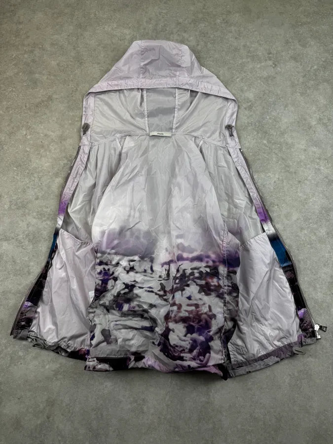 SS2010 Prada Beach Landscape Purple Windbreaker Jacket VneWsxs 6