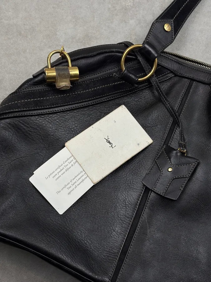 AW2010 Yves Saint Laurent Black Leather Handle Bag YeGCoWU 17
