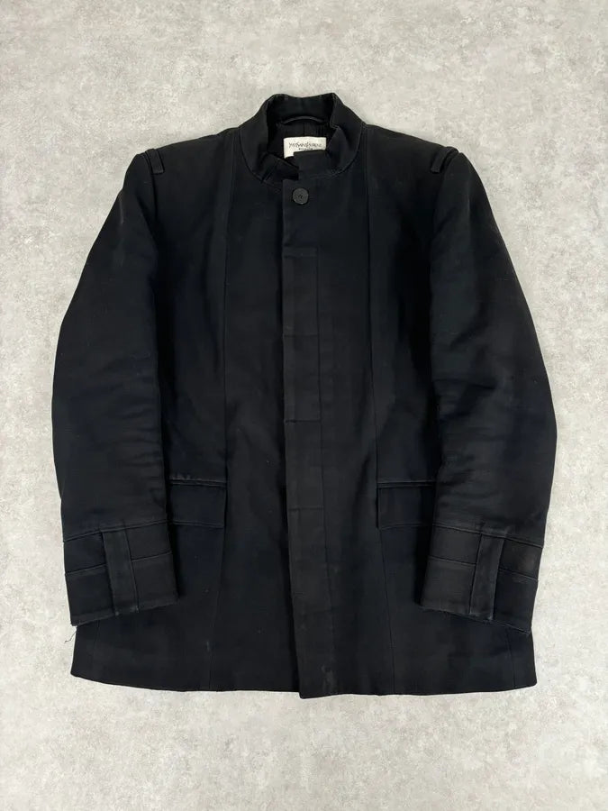 AW2010 Yves Saint Laurent Classy Officer Buttoned Black Long Wool Coat BtWRhJV 0