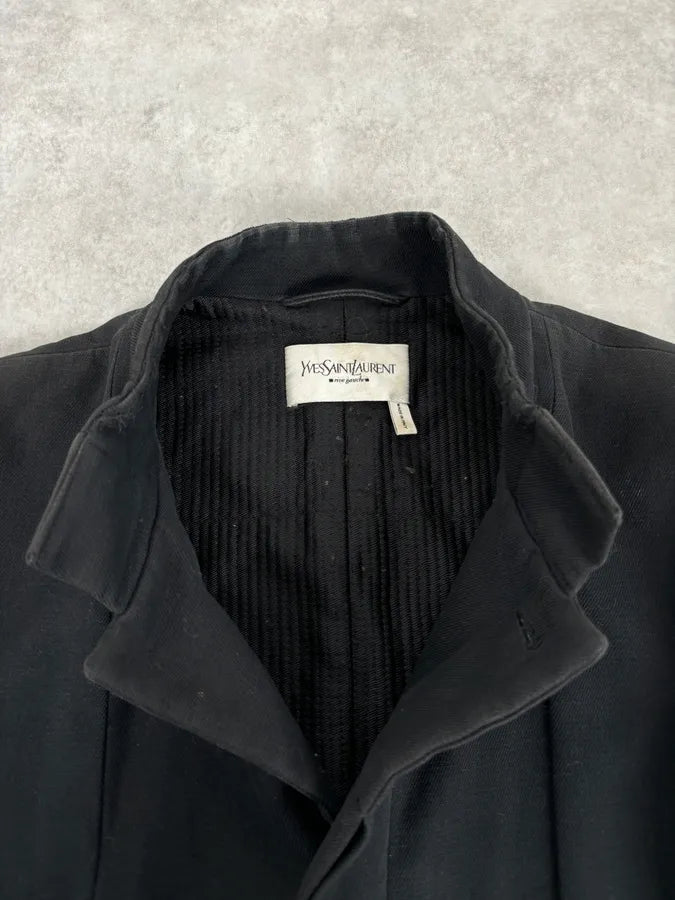 AW2010 Yves Saint Laurent Classy Officer Buttoned Black Long Wool Coat BtWRhJV 7