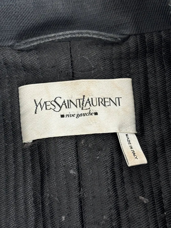 AW2010 Yves Saint Laurent Classy Officer Buttoned Black Long Wool Coat BtWRhJV 12