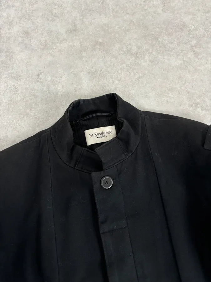 AW2010 Yves Saint Laurent Classy Officer Buttoned Black Long Wool Coat BtWRhJV 3