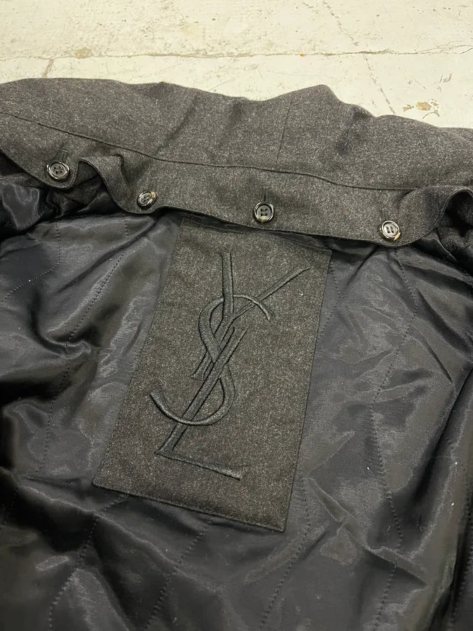 AW2010 Yves Saint Laurent Hidden & Detachable Hood Black Wool Jacket ejpIoht 11