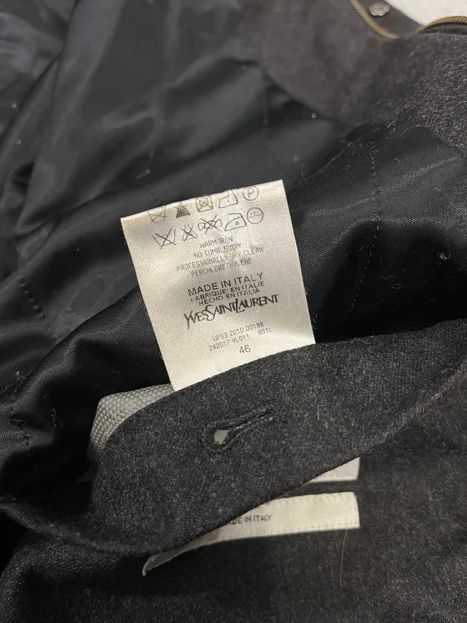 AW2010 Yves Saint Laurent Hidden & Detachable Hood Black Wool Jacket ejpIoht 12