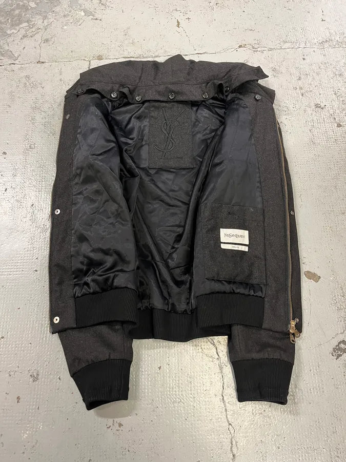 AW2010 Yves Saint Laurent Hidden & Detachable Hood Black Wool Jacket ejpIoht 9